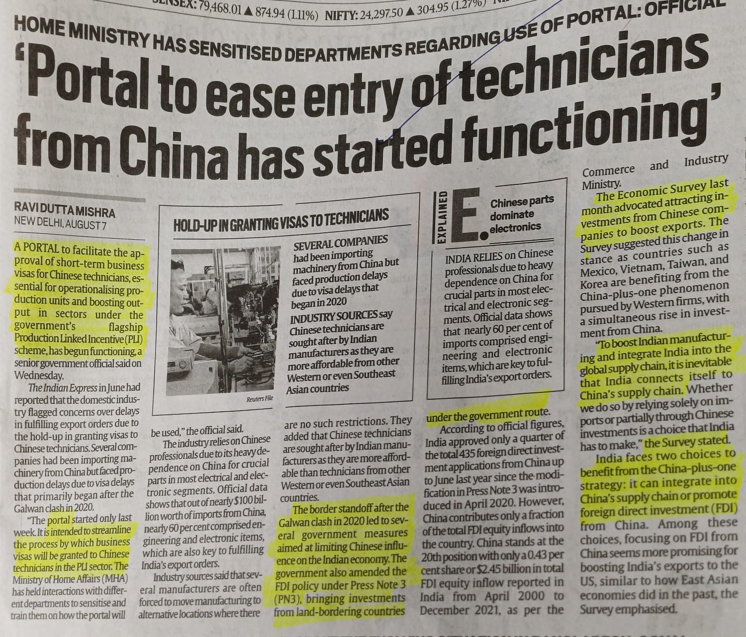 ‘Portal to ease entry of technicians from China has started functioning’